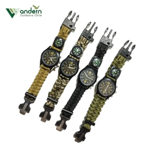 Reloj Táctico Supervivencia 6 en 1 YUZE Brújula, cuerda, silbato, pulsera cuerda con cortante.
